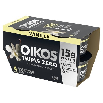 Oikos Triple Zero Vanilla Greek Yogurt - 4ct/5.3oz Cups