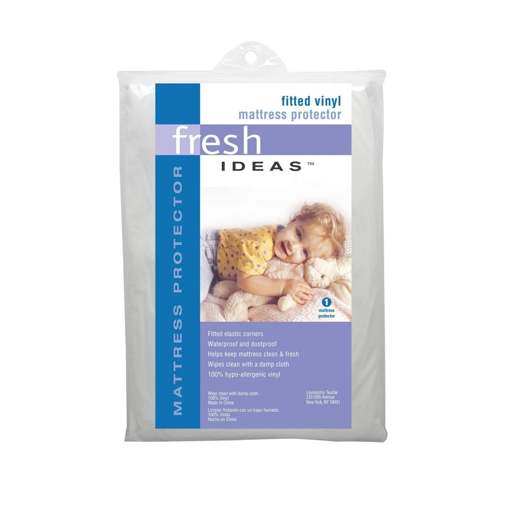 Fresh Ideas Twin Fitted Vinyl Mattress Protector, Waterproof, Hypoallergenic, 9" Pockets