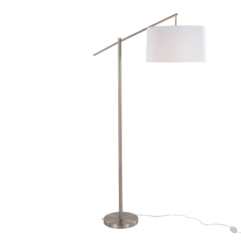 LumiSource Casper 69&#34; Contemporary Metal Floor Lamp in Brushed Nickel with Off-White Linen Shade from Grandview Gallery, 2 of 11