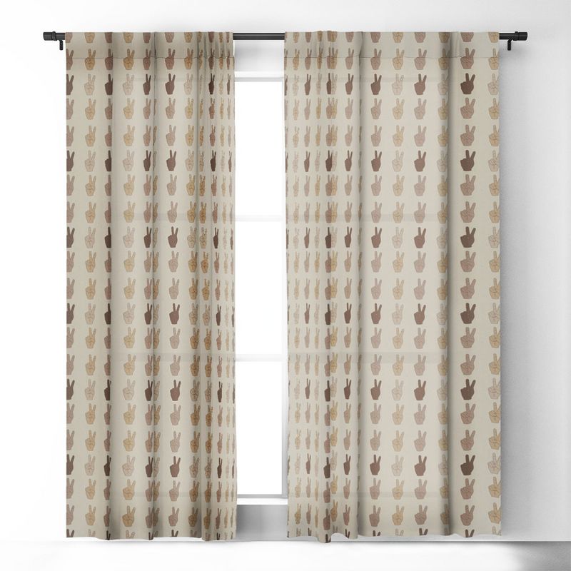 Iveta Abolina Peace Hands Tan 64" x 50" Single Panel Room Darkening Window Curtain - Deny Designs, 2 of 5