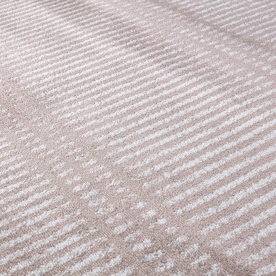 Beige and Ivory Synthetic Stripe 5' x 7' Area Rug