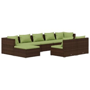 vidaXL Garden Lounge Set Brown with green cushions - 1 of 4