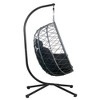 Leisuremod Summit Outdoor Single Person Egg Swing Chair in Grey Steel With Cushions - 3 of 4