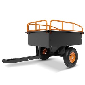 Heavy Duty ATV Trailer Steel Dump Cart, 750 LBS 15 Cubic Feet, Garden Utility with Removable Sides for Riding Lawn Mower Tractor - 1 of 4
