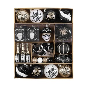 70-pc Halloween Christmas Tree Ornaments Set, Black & White Gothic Ornaments| Ornamentallyyou - 1 of 4