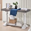 VYNXARIA Sofa Tabe 30inch height pedestal table leg Farmhouse Design Retro Design Living room,Antique White+Sandstone - 2 of 4