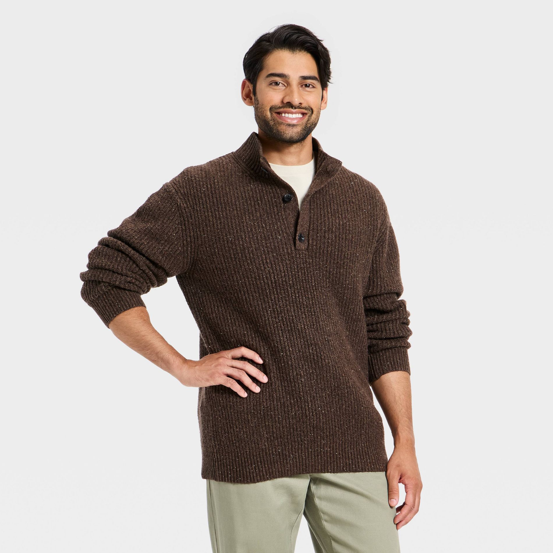 Men's Mock Neck Button Sweater - Goodfellow & Co™