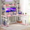 Aheaplus 63'' L Shaped Desk with Hutch, Corner Computer Desk with Charging Station and LED Light - 2 of 4