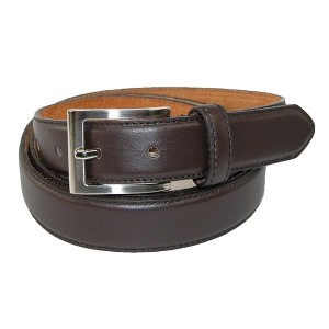 CTM Men's Big & Tall Leather Basic Dress Belt with Silver Buckle - 1 of 4