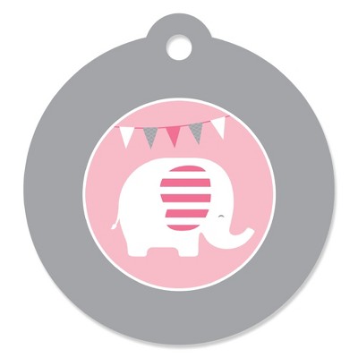 Big Dot of Happiness Pink Elephant - Girl Baby Shower or Birthday Party Favor Gift Tags (Set of 20)