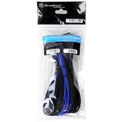 SilverStone Technology  ATX 24pin to MB-24pin(300mm) Power Cable Extneder Bicolor- Black & Blue
