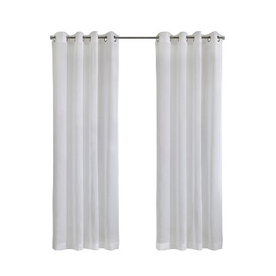 Habitat 100% Polyester Daphne Sheer Grommet Faux Linen Solid Curtain Panel White
