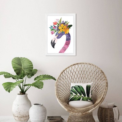 15" x 21" Floral Flamingo Animals Framed Wall Art Print Purple - Wynwood Studio: Modern Decor, Digital, Vertical Layout