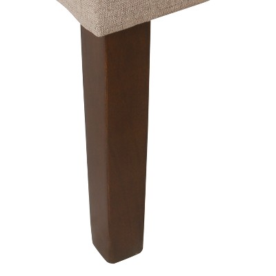 Tan Upholstered Wood Swoop Arm Accent Chair