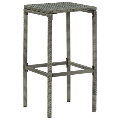 Gray Metal and Poly Rattan Bar Stools with Cushions, Set of 6