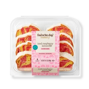 Iced Raspberry Lemon Sliced Loaf Cake - 14.1oz - Favorite Day™ - 1 of 3