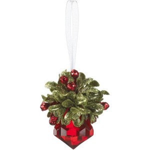 Ganz Kyrstal Kiss Ball Christmas Tree Ornament, Tiny Mistletoe with Red Jewel - 1 of 1