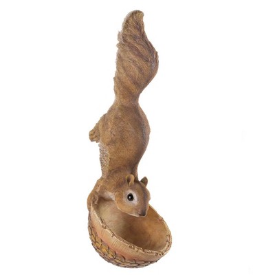 13" Polyresin Scurrying Squirrel Bird Feeder Brown - Zingz & Thingz