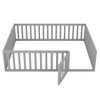 CAVINAS Twin Size Bed Frame, Wood Daybed Frame with Fence and Door, Floor Bed for Kids, Teens, Girls, Boys, Floor Platform Bed - 2 of 4