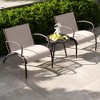 Tangkula 3 Piece Patio Chair Set w/ Curved Fabric Seat Round Coffee Table for Backyard - 2 of 4