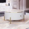NicBex Modern Marble Top Round Coffee Table with Storage,2 Drawers Coffee Table Decor,Center Table for Living Room - 2 of 4