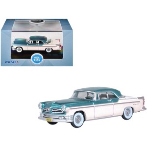 1955 Chrysler New Yorker Deluxe St. Regis Jade Green Metallic and Cream 1/87 (HO) Scale Diecast Model Car by Oxford Diecast - 1 of 4