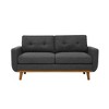 Zeus & Ruta 67.7'' Mid-Century Modern Tufted Loveseat Sofa with Wood Legs – Upholstered Fabric - 3 of 4