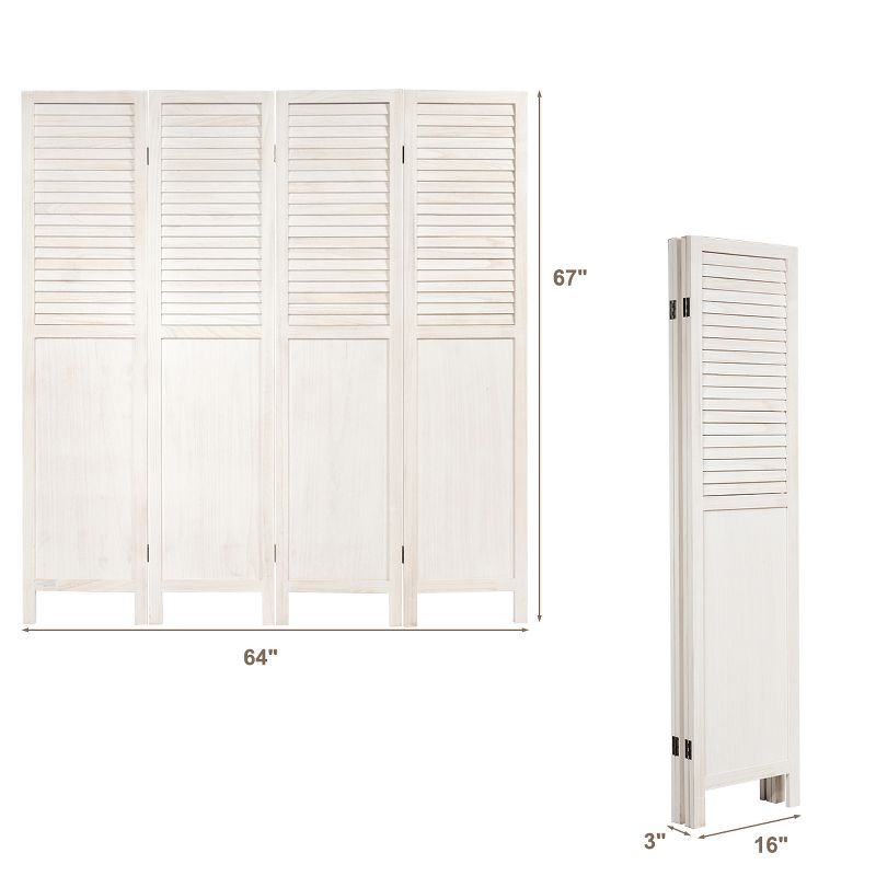 Costway 4 Panel Folding Privacy Room Divider Screen Home Furniture 5.6 Ft Tall White, 2 of 11