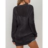 Womens Lightweight Sweater Cardigan Crochet Long Sleeve Open Front Cardigan Hollow Ribbed Cuff Above Knee Fall Cardigan Casual Outfits - 2 of 4