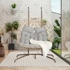 Hanging Wicker Woven 2 Person Egg Swing Chair With Cushions And Stand,Indoor Outdoor Wicker Basket Hammock Chair For Patio,Bedroom-Coolbibila - 3 of 4