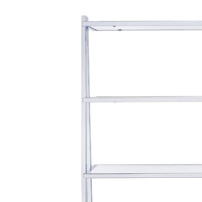 Ladder-Style White High Gloss & Chrome 71" Bookshelf