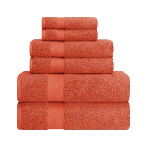 6pc Cotton Jacquard Bath Towel Set Orange : Target