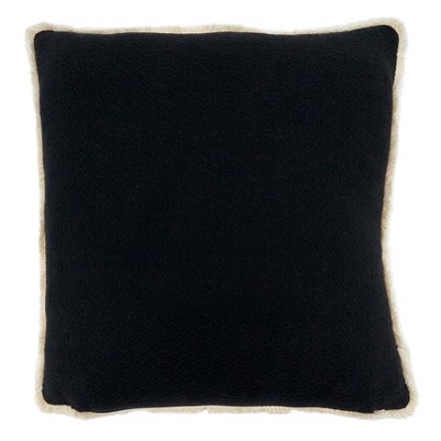 Black and White Cotton Reversible Square Throw Pillow