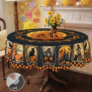 Halloween Tablecloth, Witch Castle Ghost Decorative Table Cloth, Holiday Fabric Table Cover for Party Picnic Dinner Decor - 1 of 4