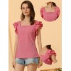 INSPIRE CHIC Women's Summer Gingham Square Neck Ruffle Sleeve Blouse - 2 of 4