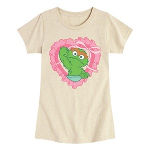Girls' - Sesame Street - Oscar Coquette Fitted Short Sleeve Graphic T-Shirt - 1 of 3
