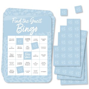 Big Dot of Happiness Dusty Blue Elegantly Simple - Find the Guest Bingo Cards and Markers - Wedding & Bridal Shower Bingo Game  Set of 18 - 1 of 4