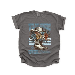 Simply Sage Market Women's Wildflowers Cowgirl Dreams Short Sleeve Garment Dyed Tee - 1 of 4