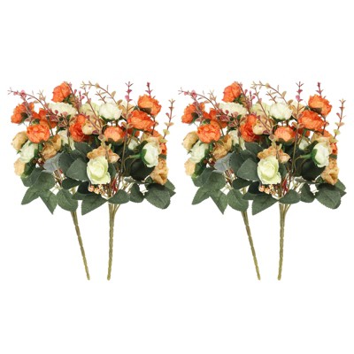 Unique Bargains Home Wedding Decoration Branch Heads Silk Artificial Mini Rose with Stem