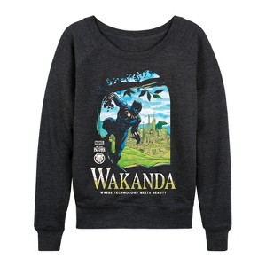 Women's - Marvel - Black Panther Wakanda Destination Lightweight French Terry Wide Neck Long Sleeve Shirt - 1 of 4