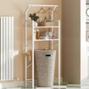 Over Toilet Storage 2 Tier Bathroom Organizer Shelves with Hooks Multifunctional Vertical Toilet Shelf Storage Rack White - 4 of 4