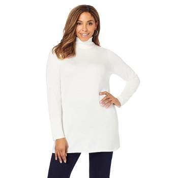 Eloquii Women's Plus Size Turtleneck Layering Sweater - 22/24, Beige ...
