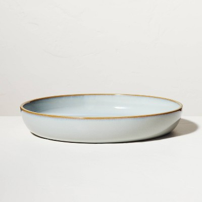 Stoneware Exposed Rim Shallow Serve Bowl Light Blue - Hearth & Hand™ with Magnolia