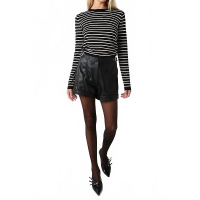 Women's Maya Striped Crew Neck Sweater - OLIVACEOUS