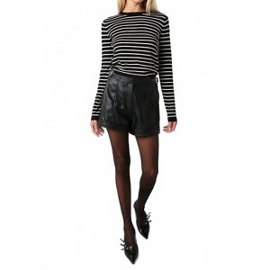 Women's Maya Striped Crew Neck Sweater - OLIVACEOUS - 1 of 3