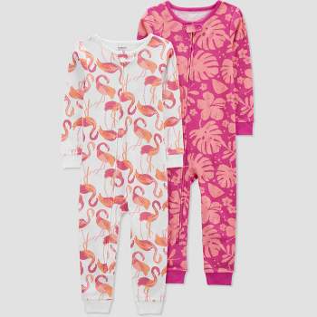 Carter's Just One You®️ Toddler Girls' 2pk Flamingo Snug Fit Footed Pajama - Pink/White