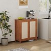 Farmhouse Kitchen Sideboard Buffet Storage Cabinet with Rattan Decorated Doors, Cupboard Console Table Wood Buffet Cabinet with Adjustable Shelves - 2 of 4