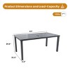 Black 67" Rectangular Outdoor Patio Dining Table with Umbrella Hole, Rust-Free Metal Frame, Weather Resistant, for Deck, Garden- Maison Boucle - 3 of 4