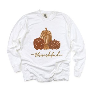 Simply Sage Market Women's Boho Thankful Pumpkins Long Sleeve Garment Dyed Tee - 1 of 4