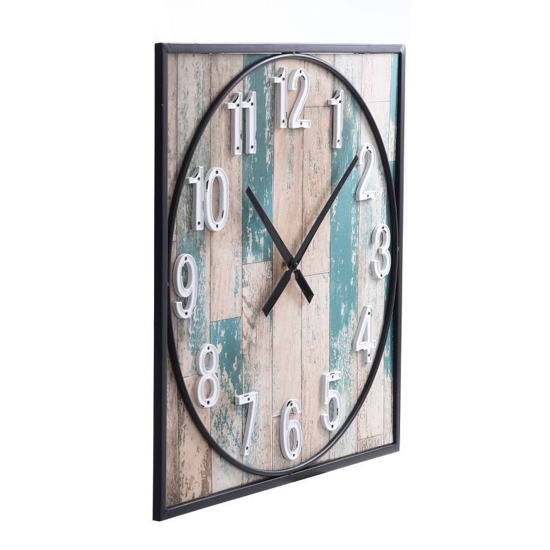 Square Metal Framed Take Time Wall Clock with Detail Weathered - StyleCraft, 3 of 9